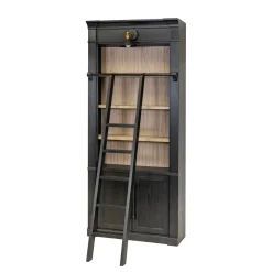 Abbot Place 94" Tall Bookcase Black & Ladder