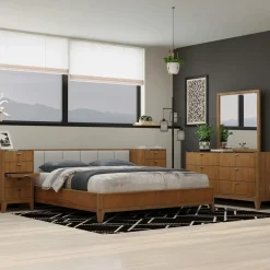 Amalie California King Bed Wall Bed With Piers, Dresser, Mirror