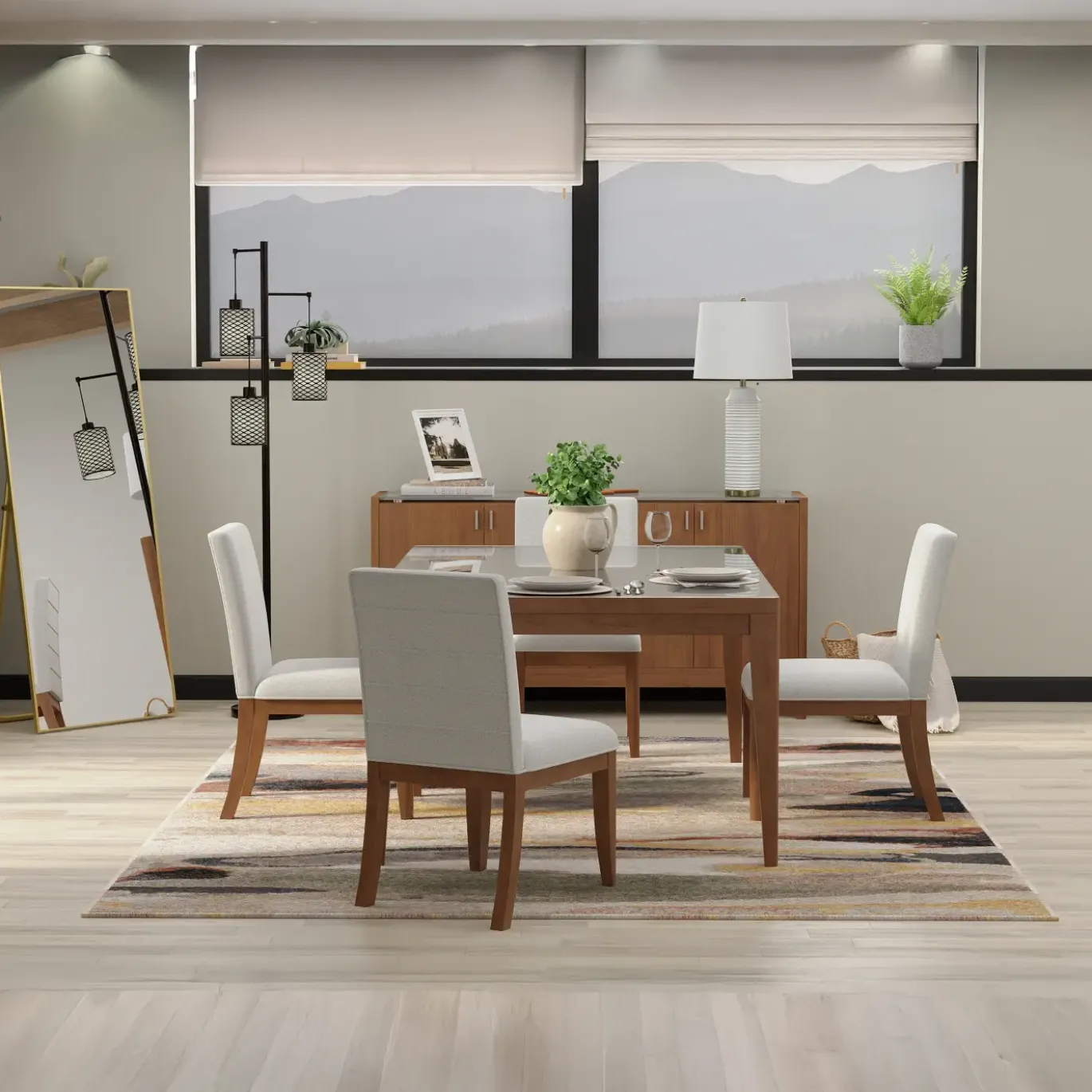 Amalie 5pc: Dining Table And 4 Upholstered Chairs