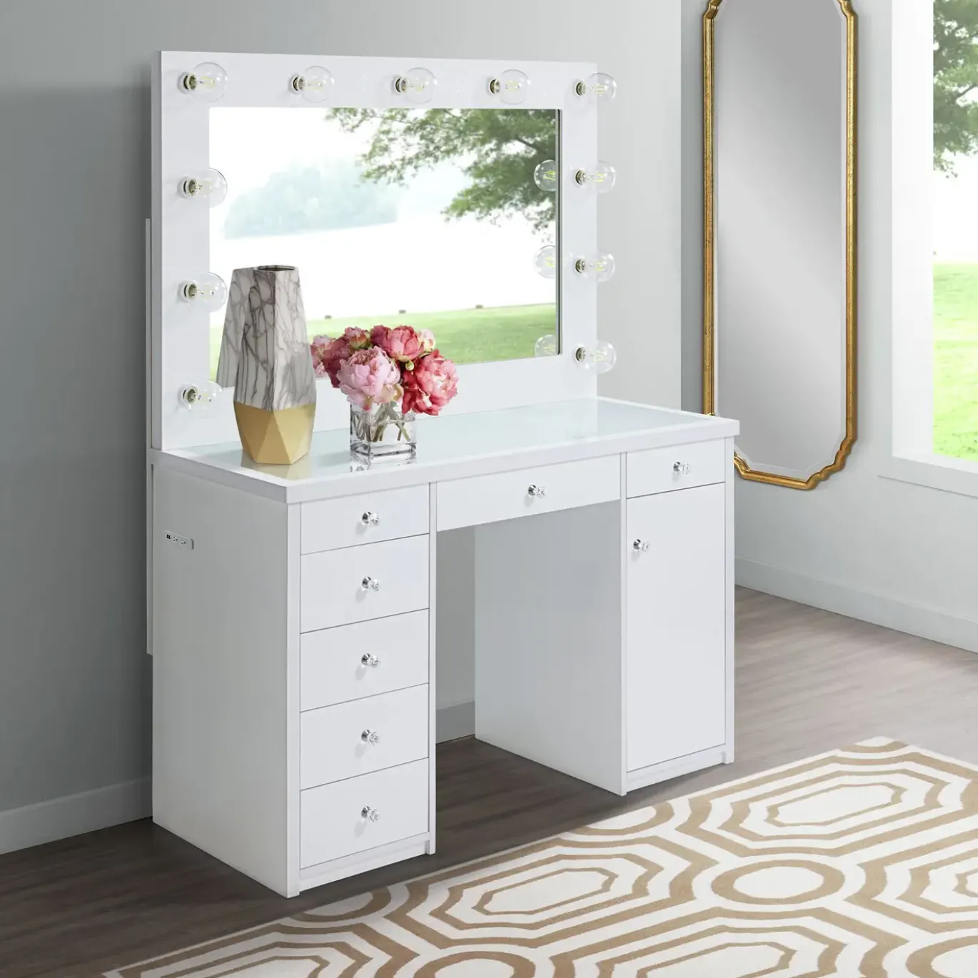 Anisa 7 Drawer Vanity with Lighted Mirror
