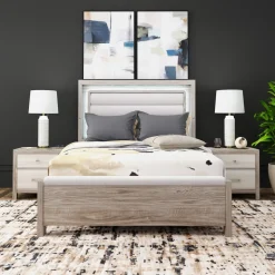 Avery California King Upholstered Bed with Light
