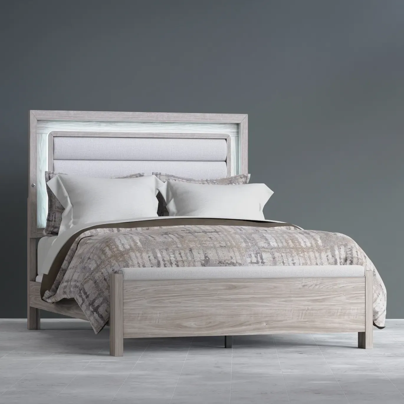 Avery California King Upholstered Bed with Light
