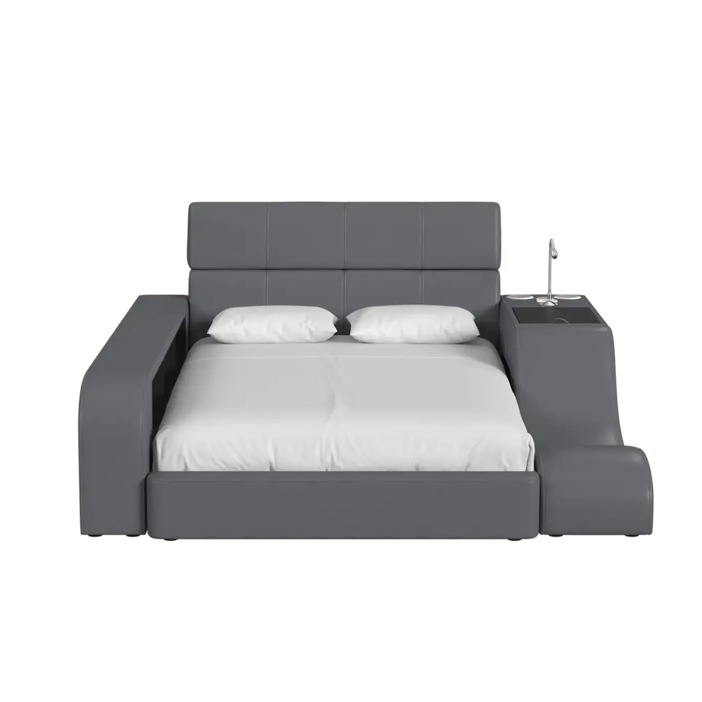 Blaine Modular Full Bed with Built-in Nightstand, Lounge Chair & Bookcase