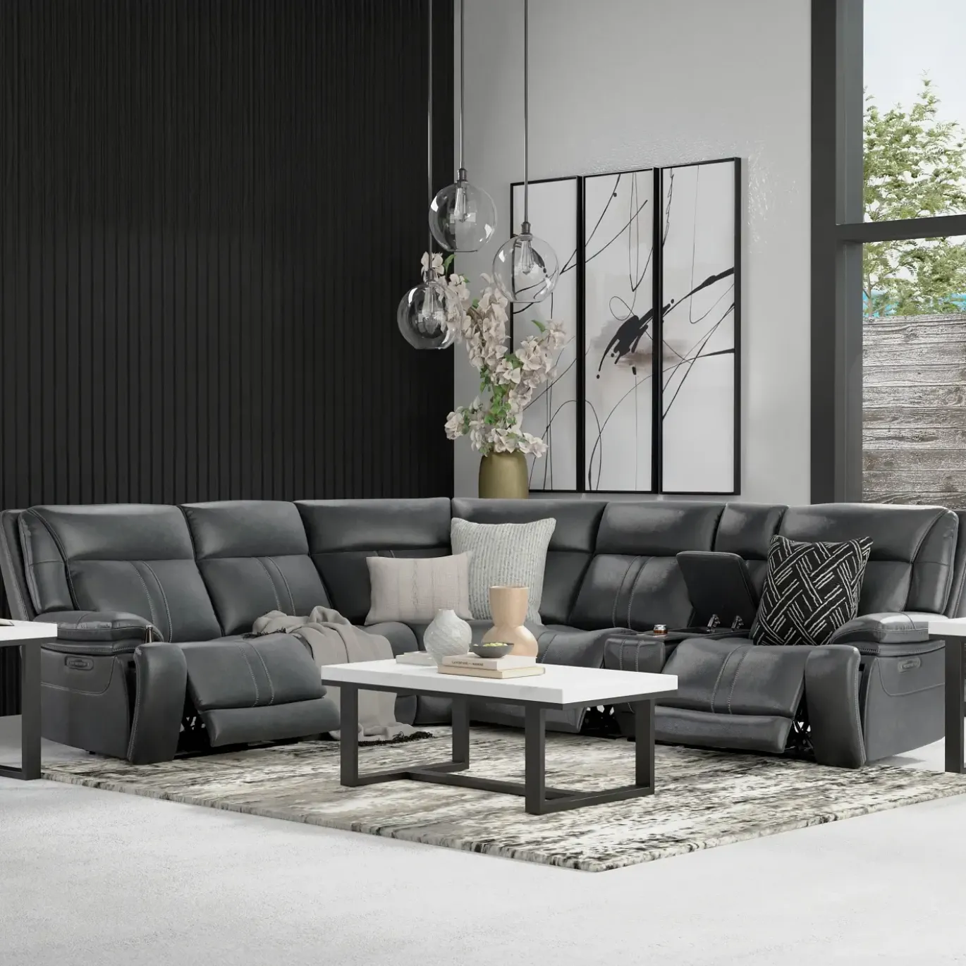 Blockbuster 6pc Immersive Sound Power Sectional w/heat and massage