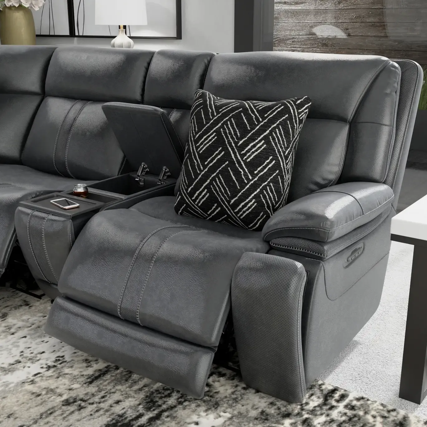 Blockbuster 6pc Immersive Sound Power Sectional w/heat and massage