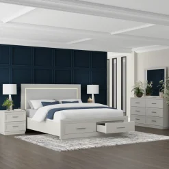 Burbank Bedroom Set Queen Storage Bed, Dresser, Mirror & Nightstand