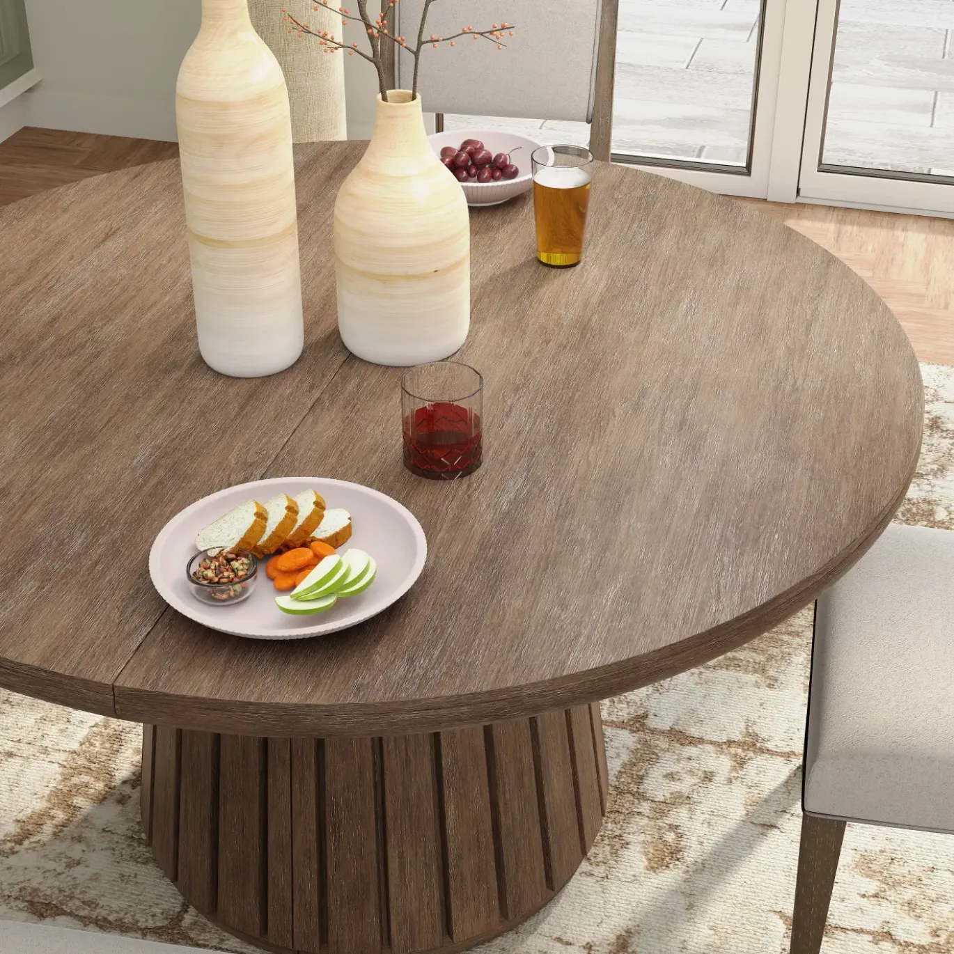 Carnaby Extendable Round Table, 2 Arm Chairs & 2 Side chairs