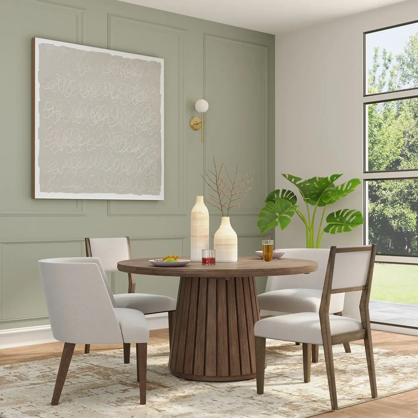 Carnaby Extendable Round Table, 2 Arm Chairs & 2 Side chairs