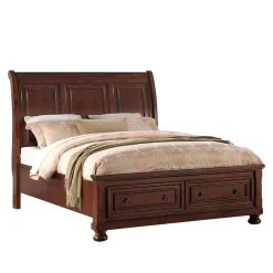 Cortland Cherry Bedroom Set Queen Sleigh Bed, Dresser, Mirror & Nightstand