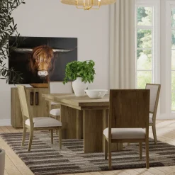 Durian Extendable Trestle Dining Table & 4 Side Chairs