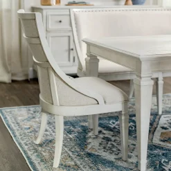 East Bay 6pc Dining Set: Extendable Dining Table, 4 Arm Chairs & Bench