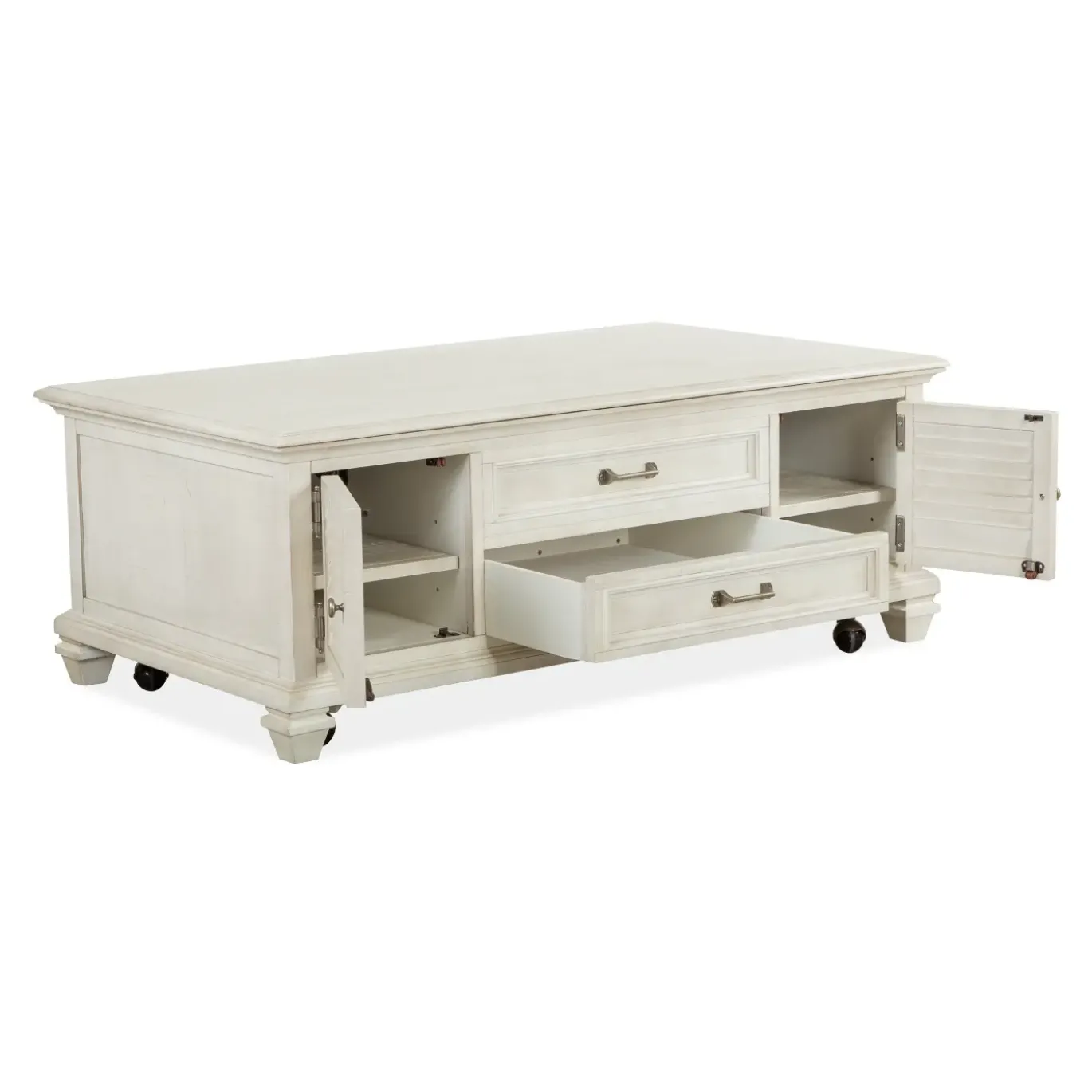 East Bay White Lift-top Storage Cocktail With Casters