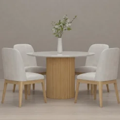 Eden 5pc Dining Set: Round Table & 4 Side Chairs