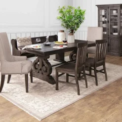 Hacienda Charcoal 6pc Dining Set: Table, 2 Arm Chairs, 2 Side Chairs and Bench