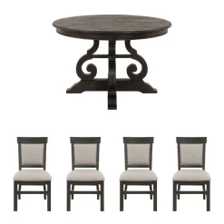 Hacienda 5pc Dining Set: 48" Round Table & 4 Side Chairs