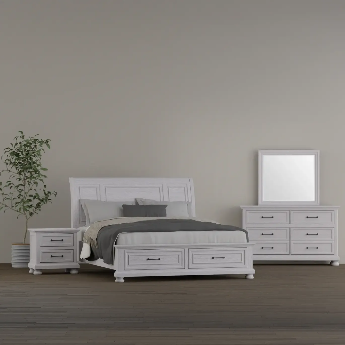 Hanover California King Sleigh Bed, Dresser, Mirror & Nightstand