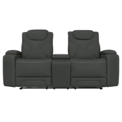 Jet Charcoal Leather Motion Sofa & Loveseat Set