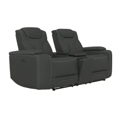 Jet Charcoal Leather Motion Sofa & Loveseat Set