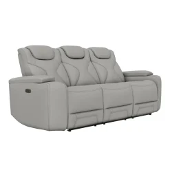 Jet White Leather Motion Sofa & Loveseat Set
