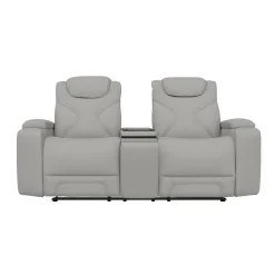 Jet White Leather Motion Sofa & Loveseat Set