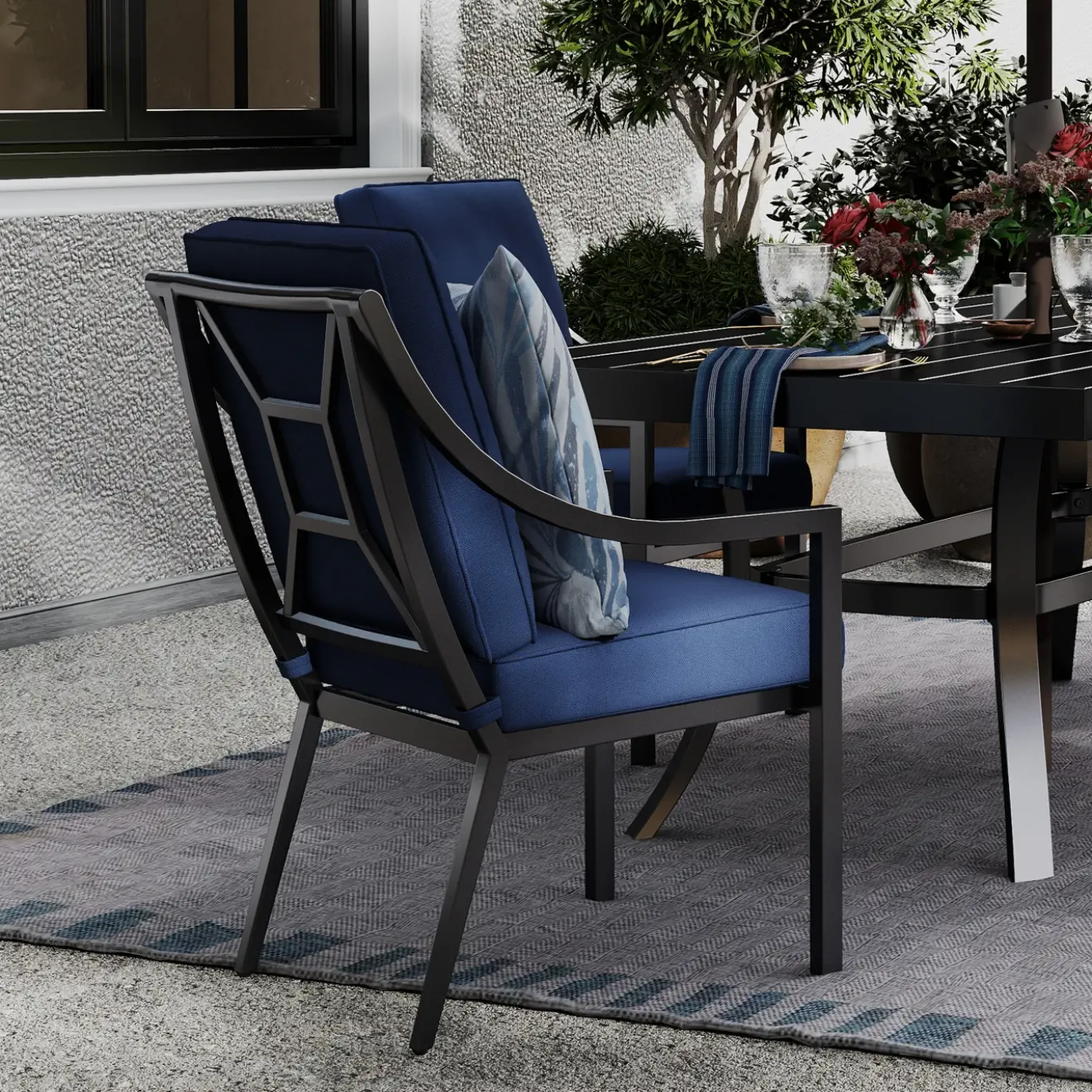 Lagoon Outdoor Dining Set-New! 7pc Dining Set: Table, 4 Arm Chairs& 2 Swivel