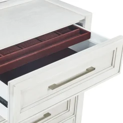 Laurel California King Bench Storage Bed, Dresser, Mirror & Nightstand