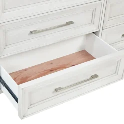 Laurel California King Bench Storage Bed, Dresser, Mirror & Nightstand