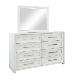 Laurel Eastern King Panel Bed, Dresser, Mirror & Nightstand