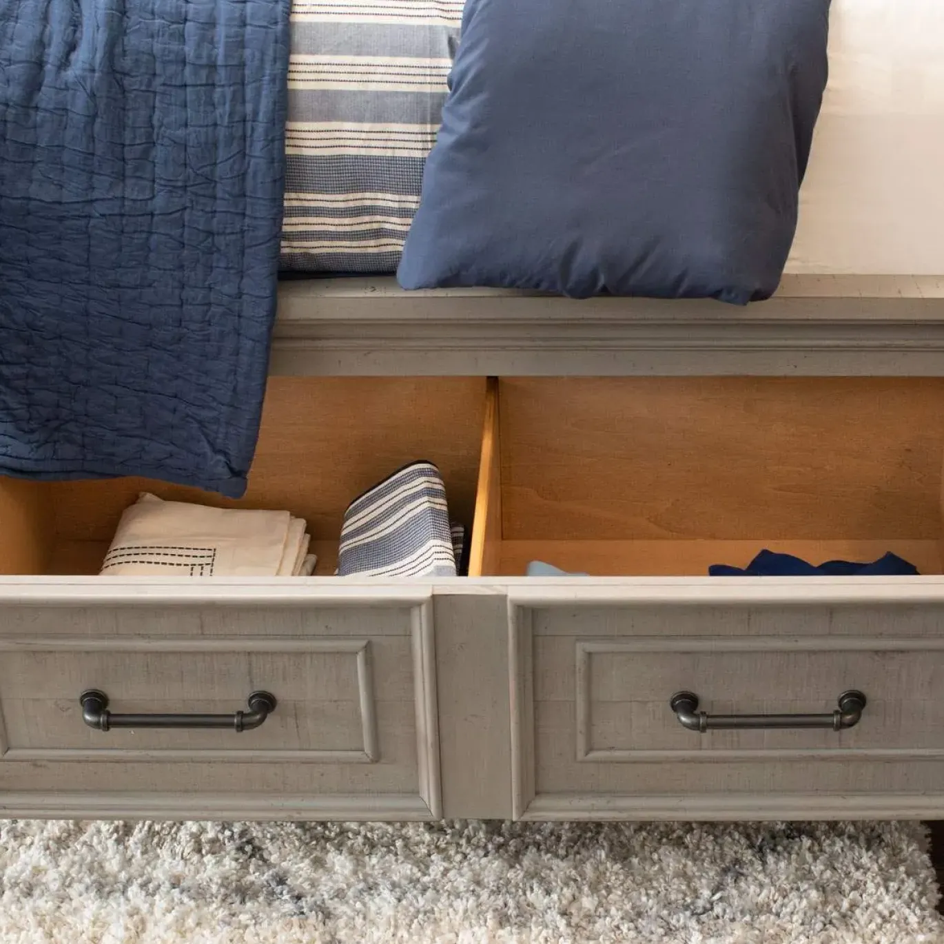 Legion California King Bed, Dresser, Mirror, Nightstand