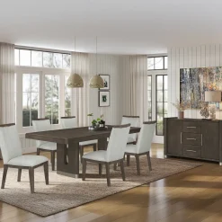 Lumen Extendable Pedestal Dining Table & 6 Side Chairs
