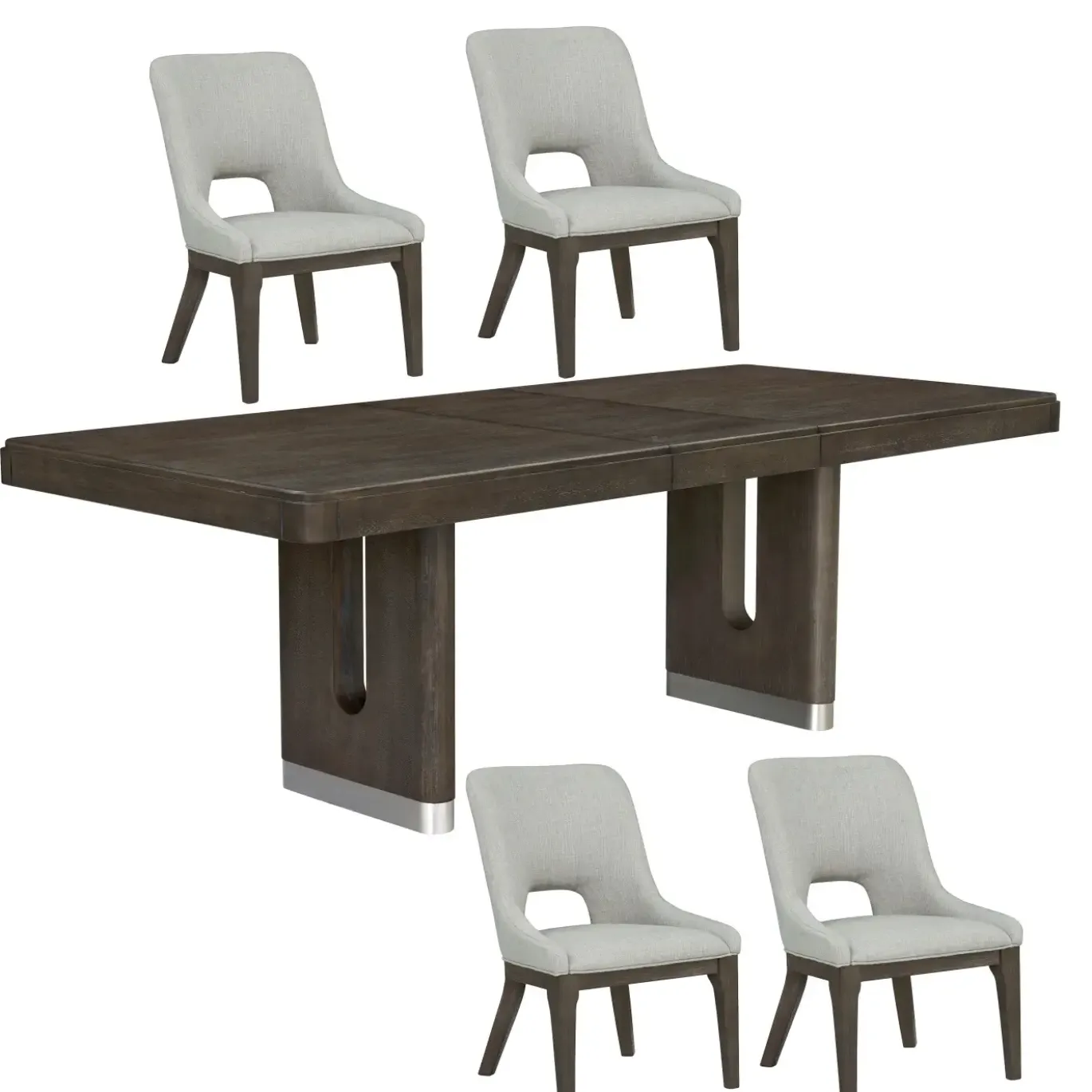 Lumen Extendable Pedestal Dining Table & 4 Sling Chairs