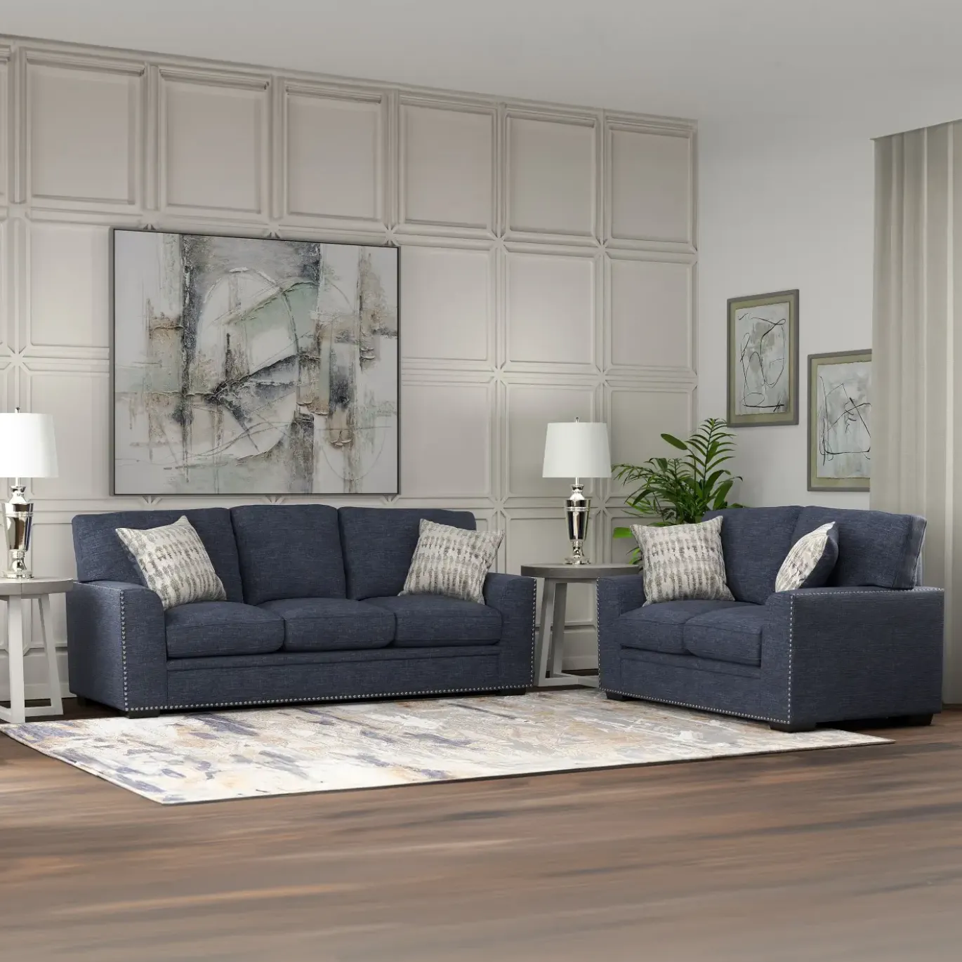 Mercer Blue Sofa & Loveseat
