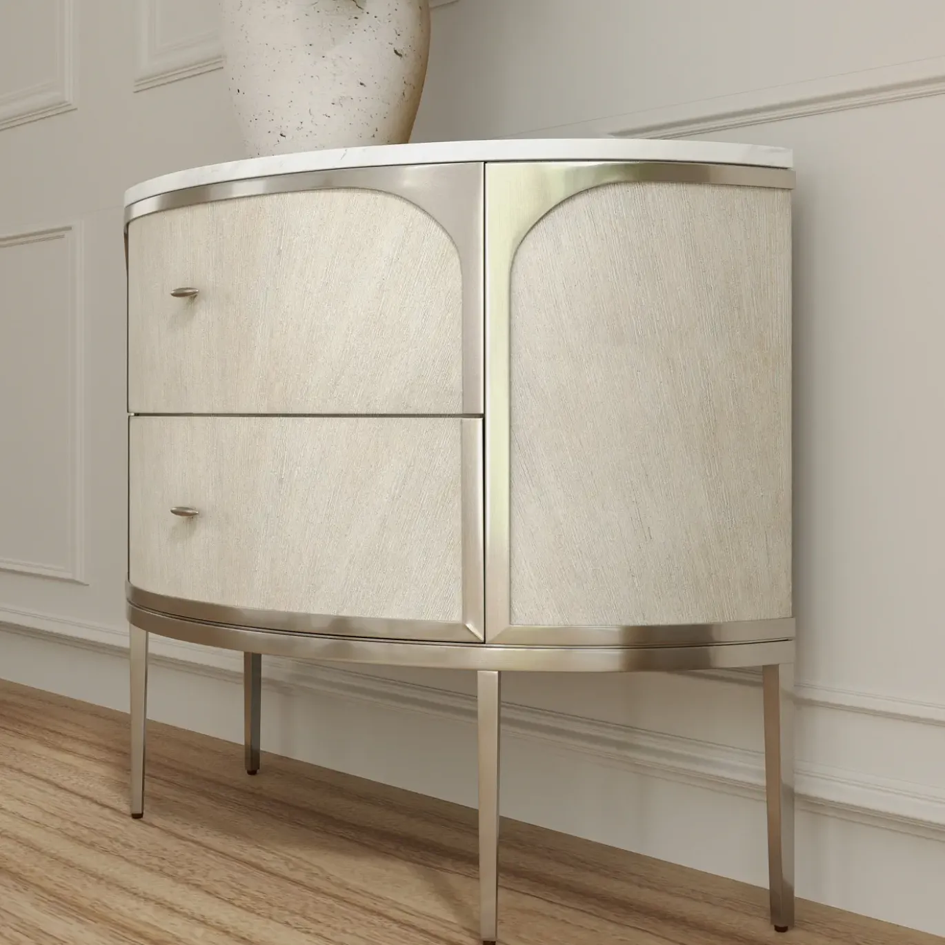 Modern Mood Two Drawer Demilune Nightstand