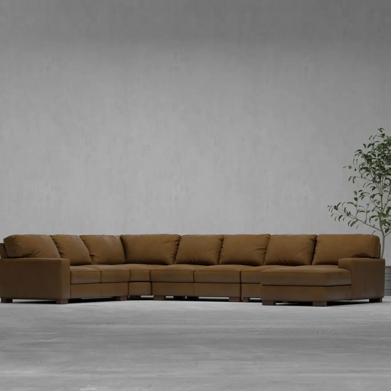 Monarch 5pc Leather Sectional with Right Chaise