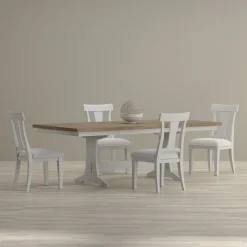 Newport 5pc Dining Set: Trestle Dining Table & 4 Side Chairs