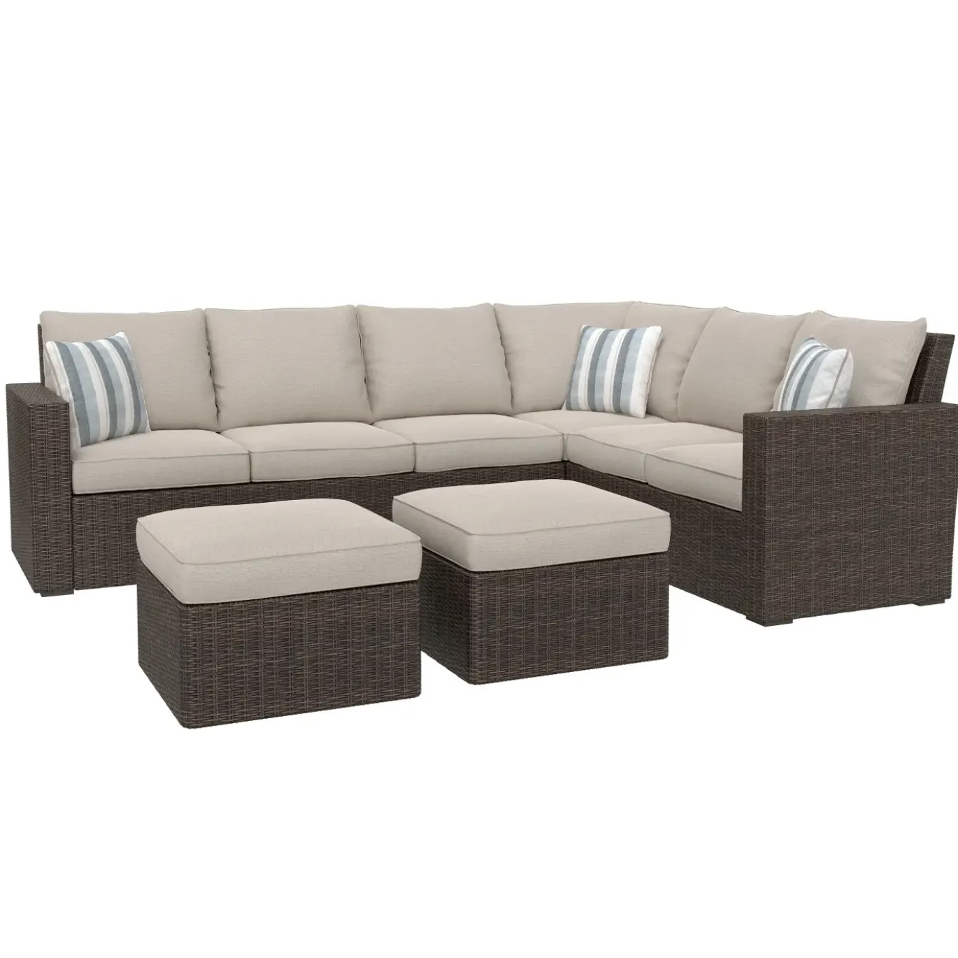 Puerto Nuevo 3pc Set: Outdoor Sectional & 2 Stools