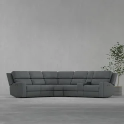 Riverdale 6pc Leather Sectional with Wireless Charging