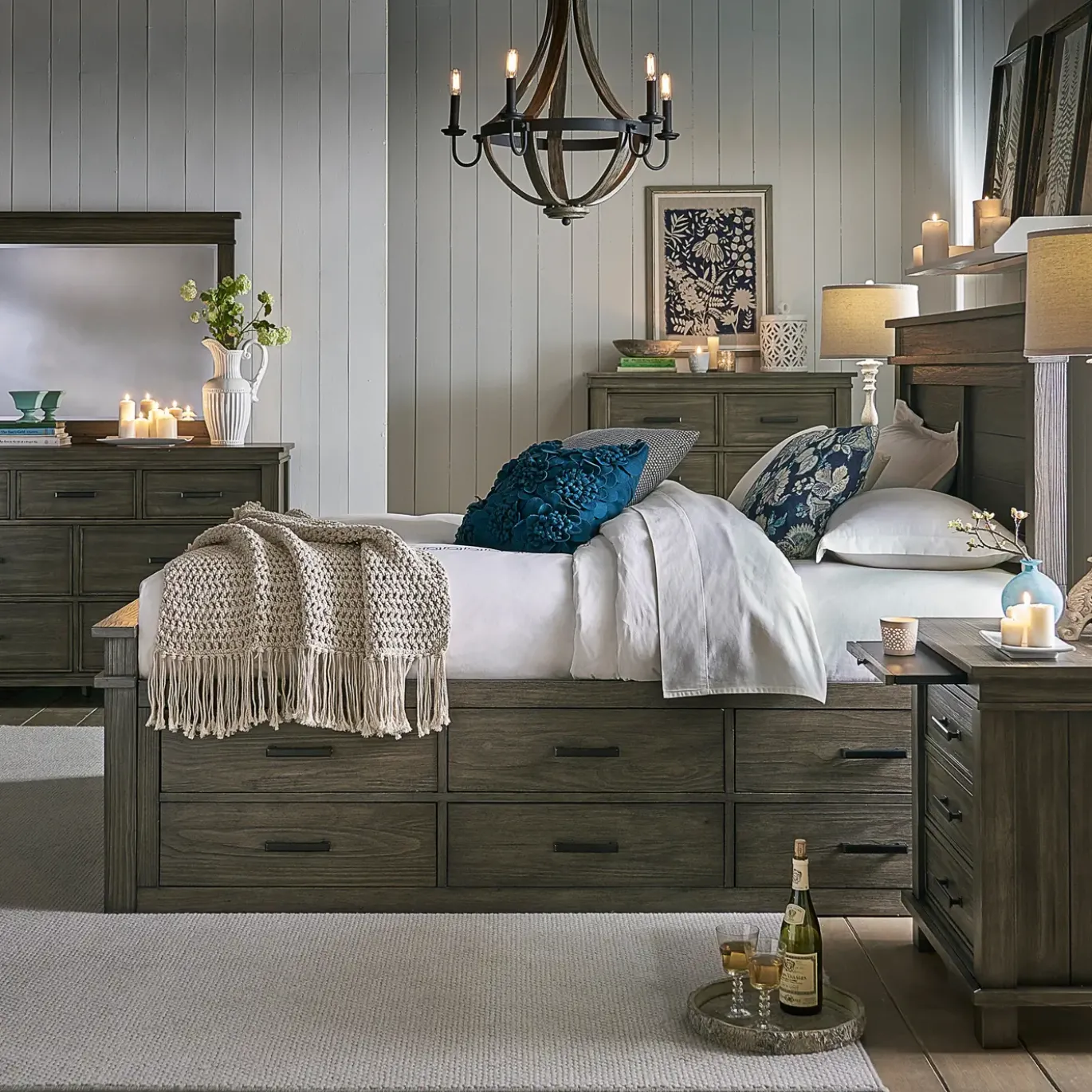 Rivington California King Captain's Bed, Dresser, Mirror, Nightstand