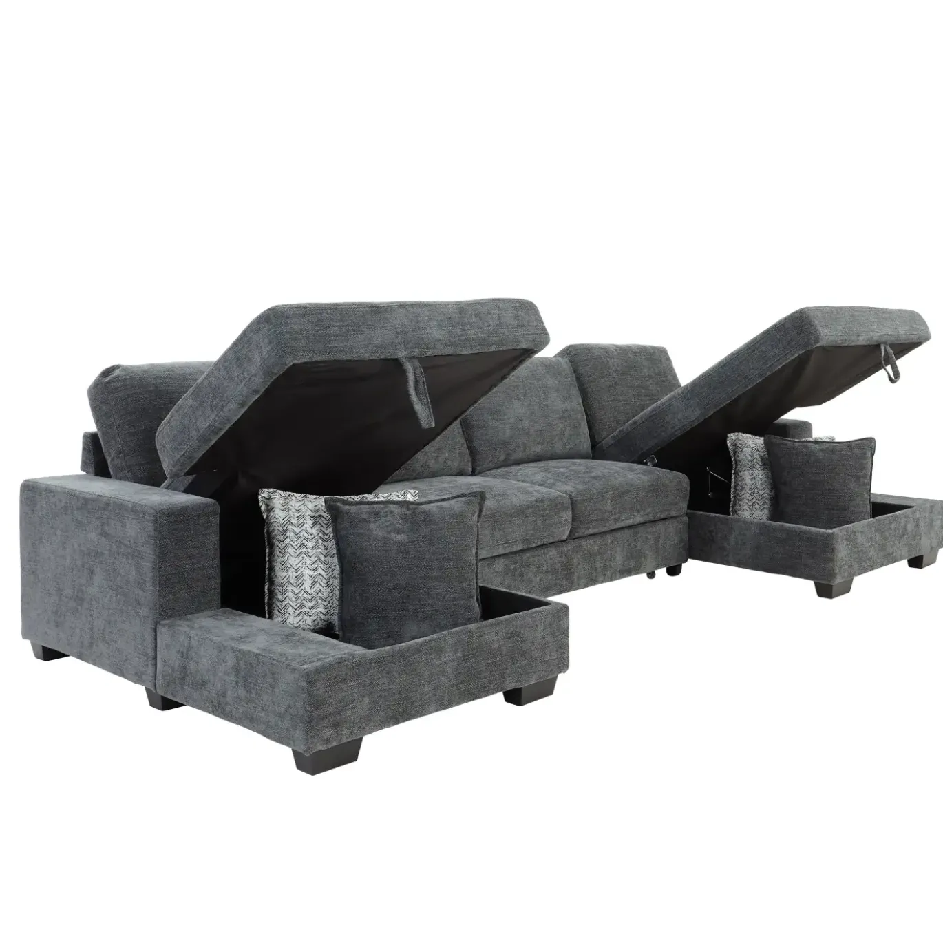 Slumber 3pc Double Storage Chaise Sleeper Sectional