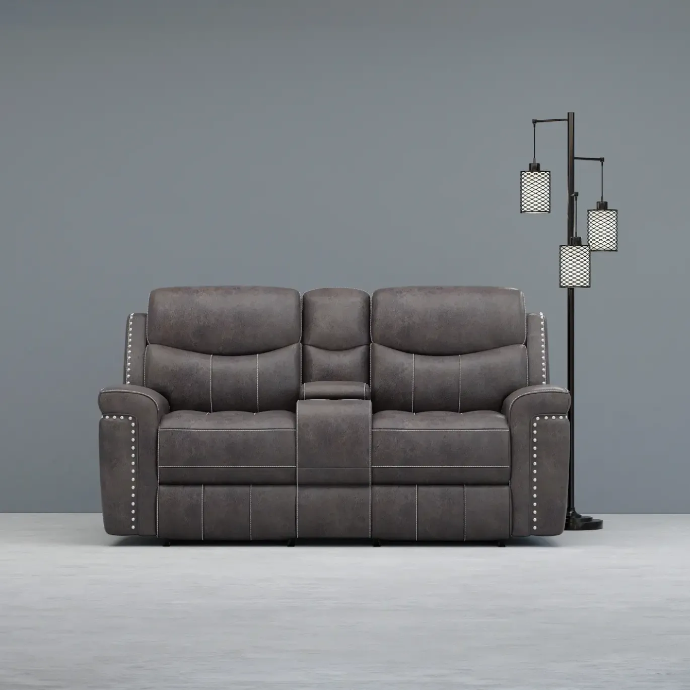Triplex Power Reclining Console Loveseat