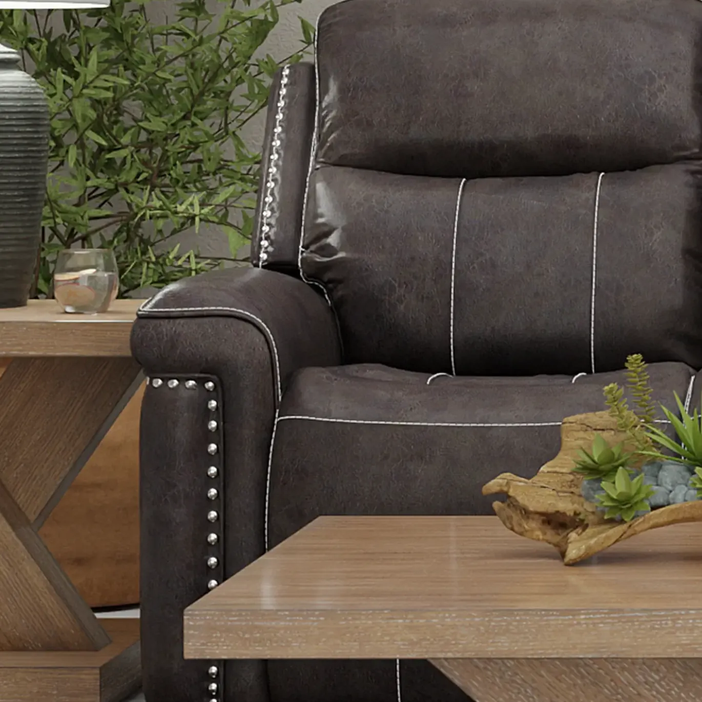 Triplex Power Reclining Living Room Set-Gray
