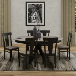 Vibrance Extendable Round Dining Table& 6 Chairs With Custom Finish Options