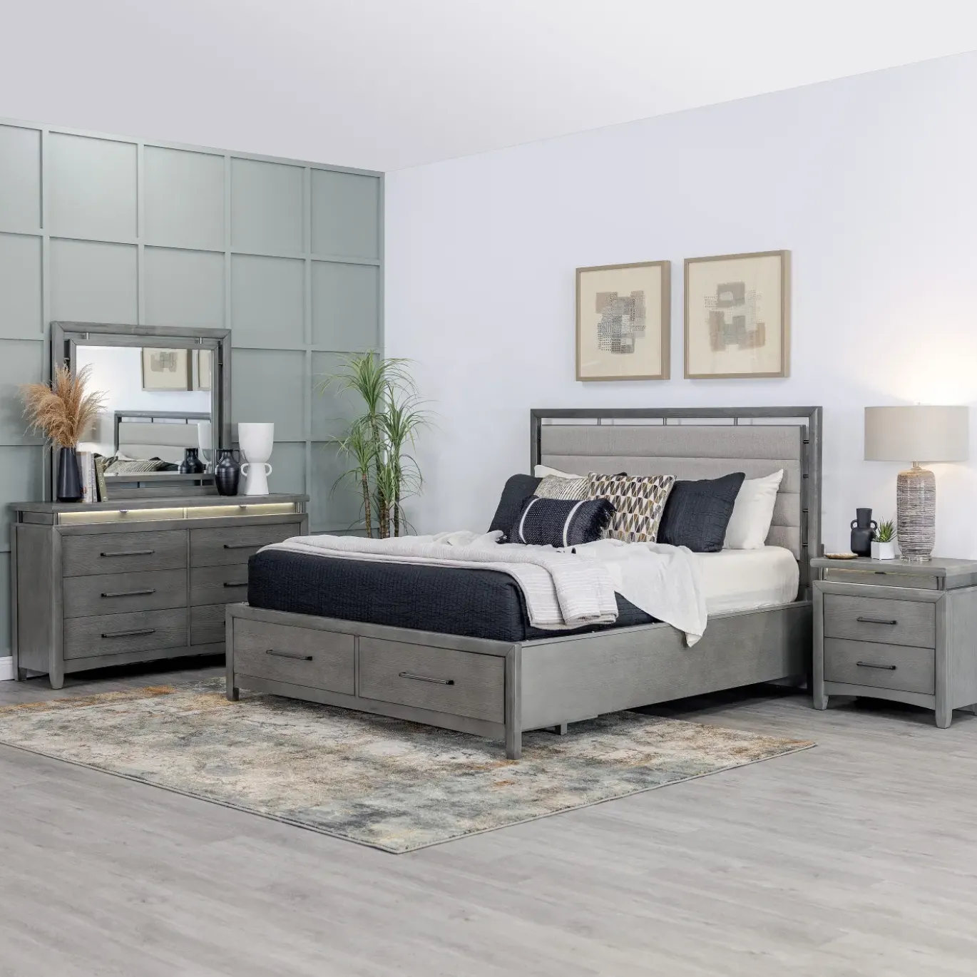 Winslet California King Bed, Dresser, Mirror, Nightstand